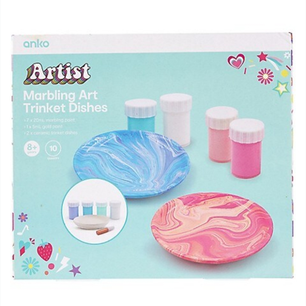 Summer Fun - New Artist Marbling Art Dishes 10 pc